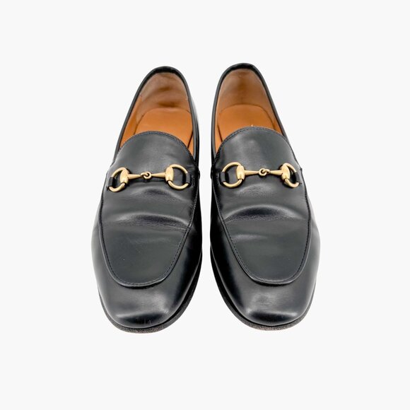 Gucci Jordaan Horsebit Loafer Flat Size 37 US 7 Black Leather Slip On Brixton - Picture 3 of 16